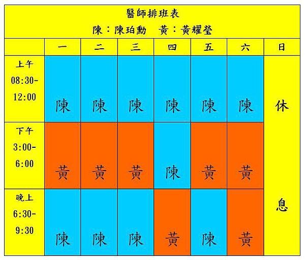 醫師排班表