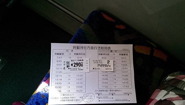 阿蘇神社車票.時刻表
