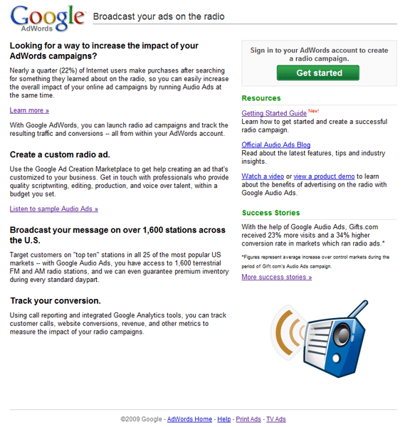 Google adwords audio