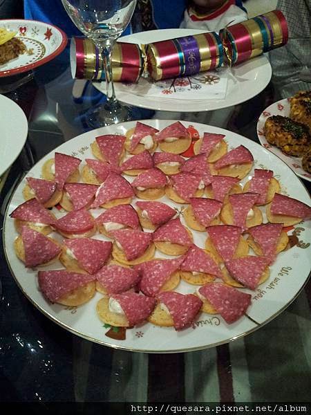 Blinis with Salami and Creme Fraiche