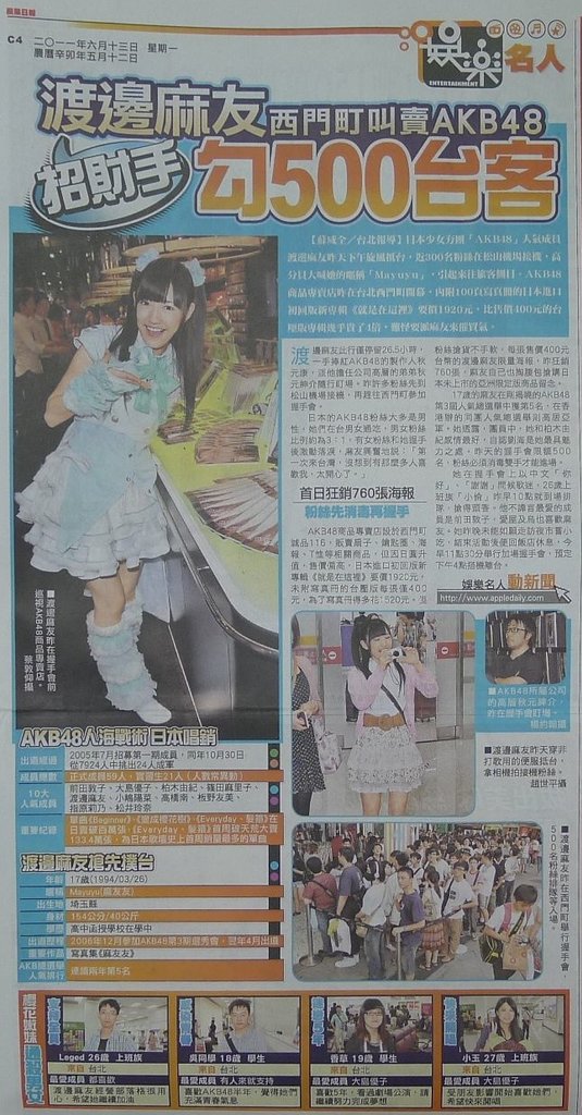 渡邊麻友 西門町叫賣AKB48 招財手 勾500台客