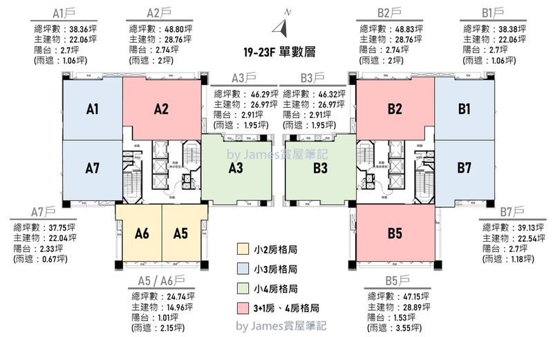 格局與坪數資訊19-23F