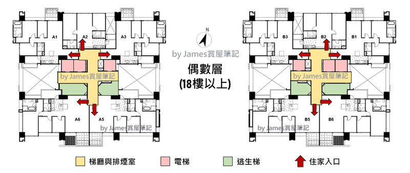 梯廳示意圖_偶數層18F以上