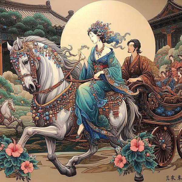 初觀長相再察穿,人靠衣裳馬靠鞍,顏若芙蓉珠翠玉,美人車載跑得歡.jpg
