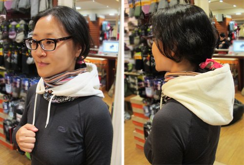 8.【Rockland 14週年慶】密技9：保暖配件週-百變無敵Buff魔術頭巾(Hoodie Buff (Polartec)保暖連帽頭巾 側拍圖).jpg
