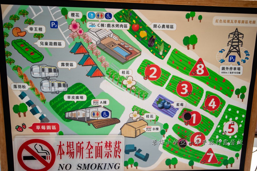 苗栗免門票草莓園【紅色琉璃瓦草莓園】網美系景點～高架草莓、草莓蛋糕、草莓冰沙，豪華露營車