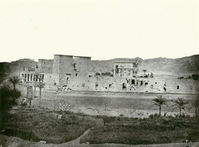 Island and temples of Philae viewed from the west, 1849