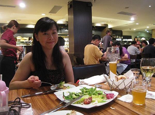 Melissa Aunty with Beer and Riesling and Salad.jpg