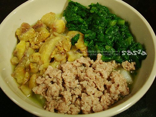 茼蒿豬肉韓國栗子飯