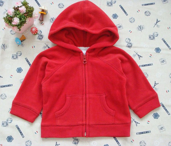 OLD NAVY 紅色搖粒絨保暖帶帽外套 3-6M.jpg