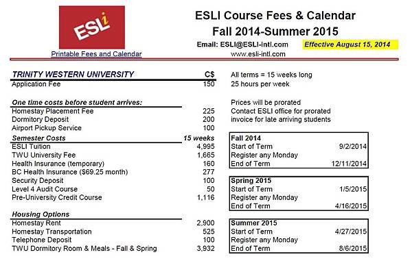 2014~2015 ESLI FEE