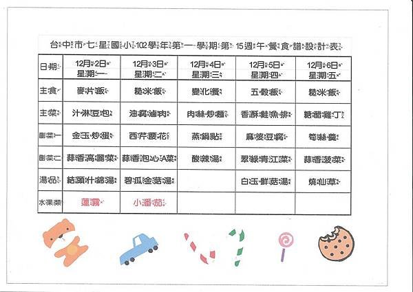 102-1第15週菜單