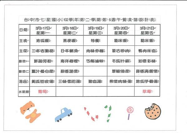 102-2第6週菜單