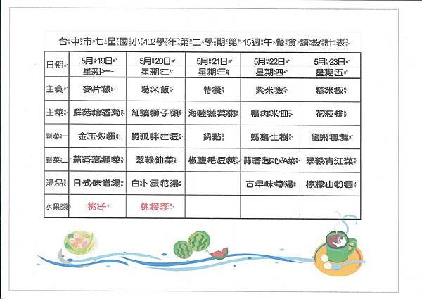 102-2第15週菜單