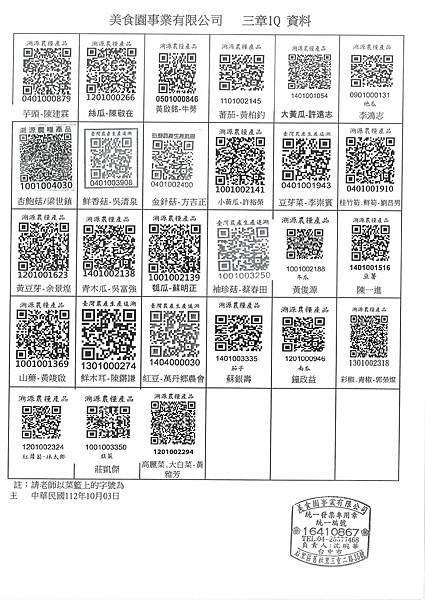 112學年上學期第6週--蔬果食材及豬肉供應資料