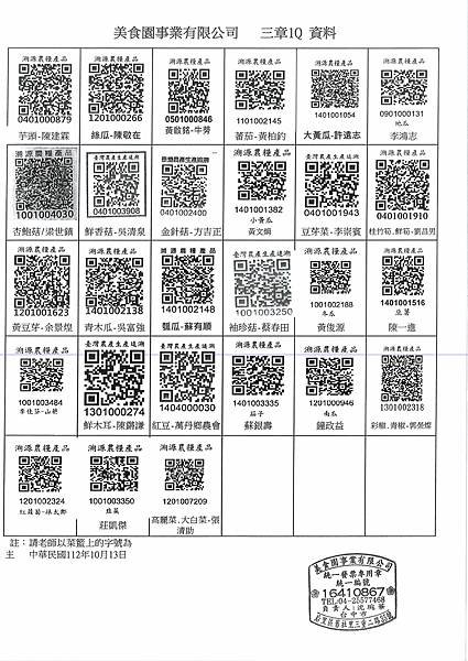 112學年上學期第7週--蔬果食材及豬肉供應資料