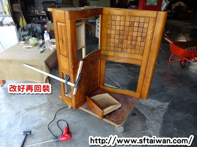 長青傢俱修繕服務中心-樟木L型方塊椅維修軟底改硬底