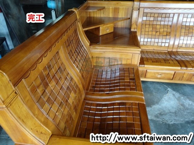 長青傢俱修繕服務中心-樟木L型方塊椅維修軟底改硬底