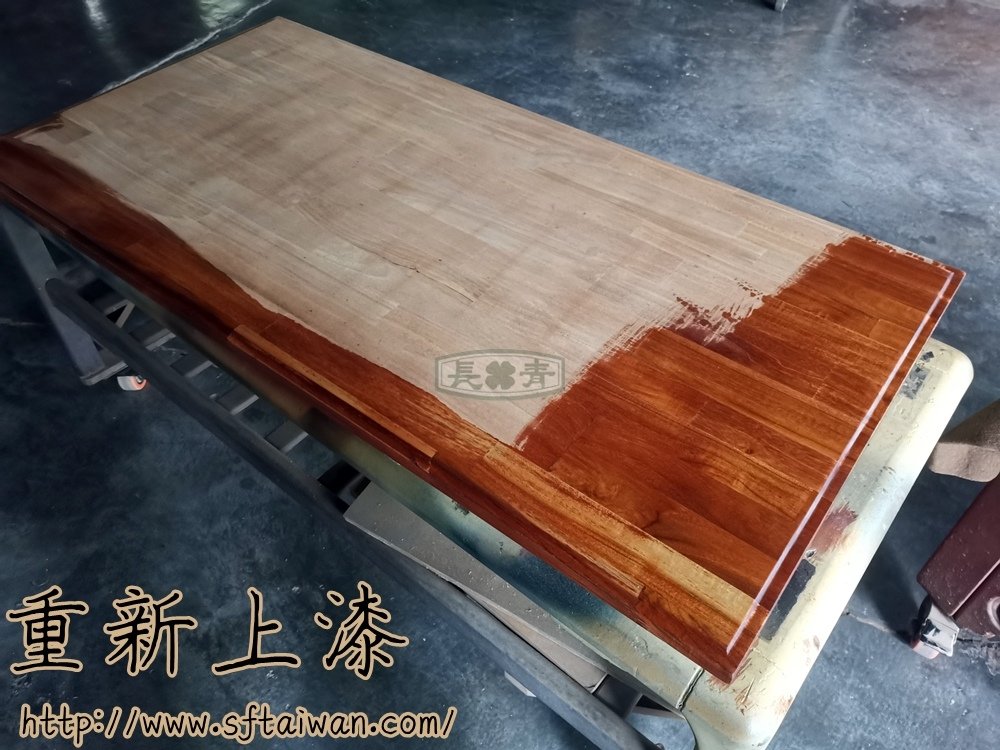 長青-詩肯柚木大茶几桌面翻新