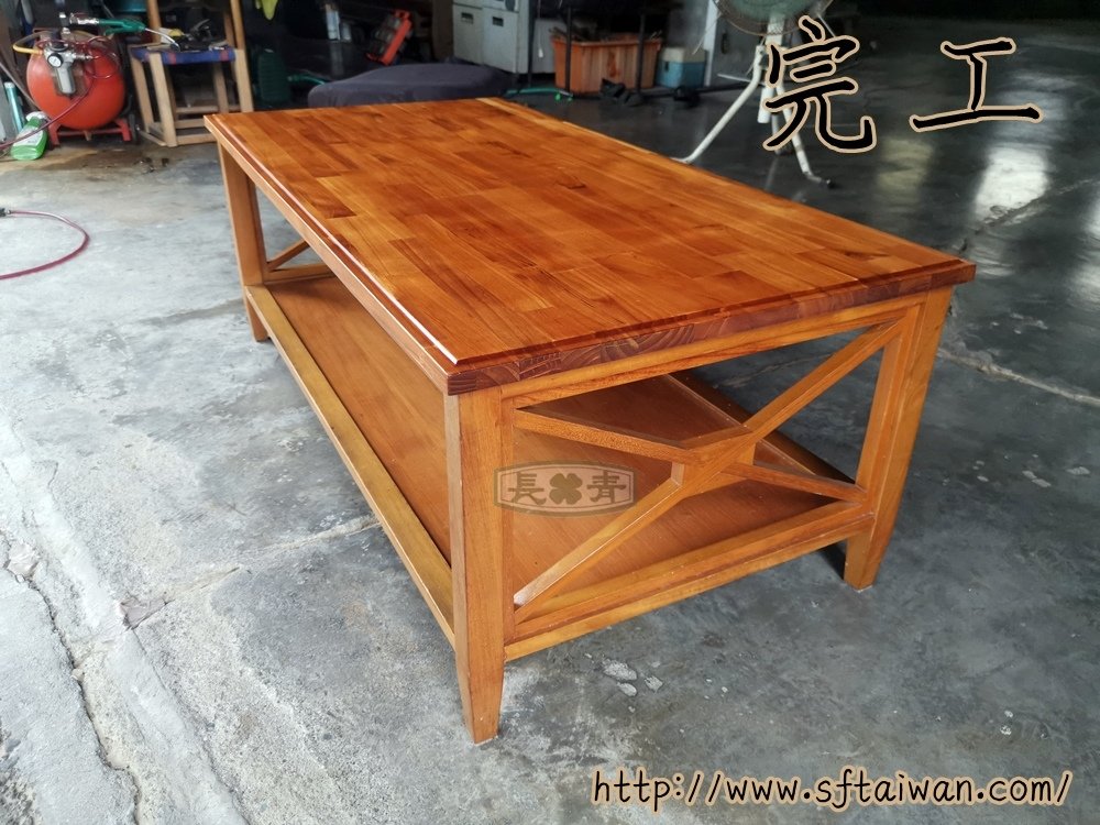 長青-詩肯柚木大茶几桌面翻新