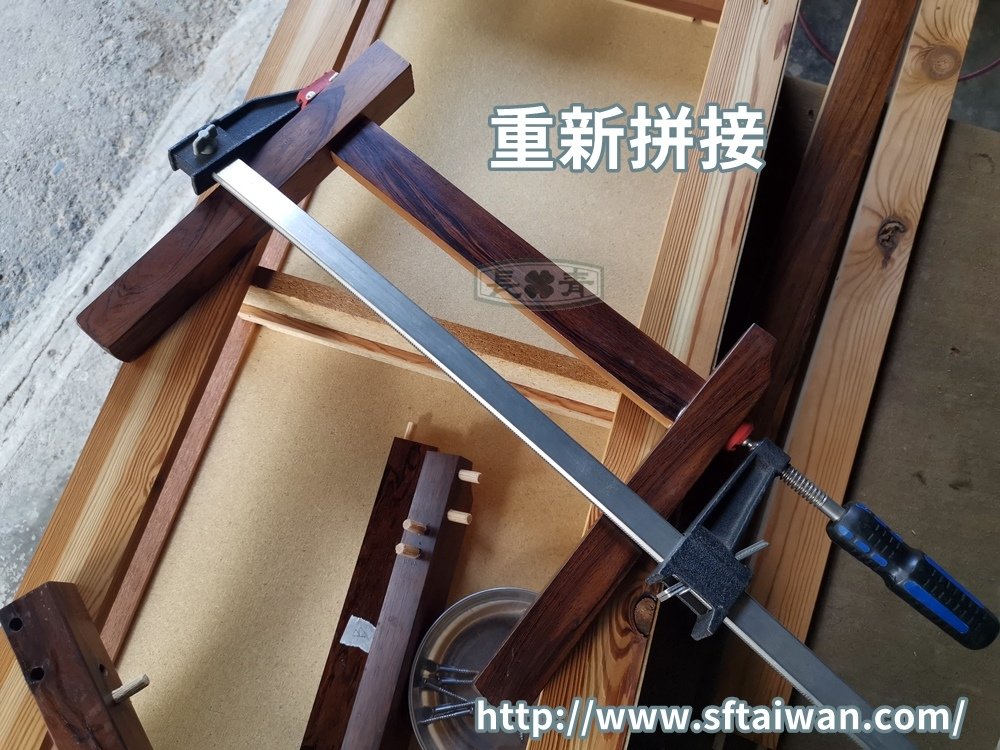 丹麥Rosewood磁磚小桌脫膠痕修復紀錄