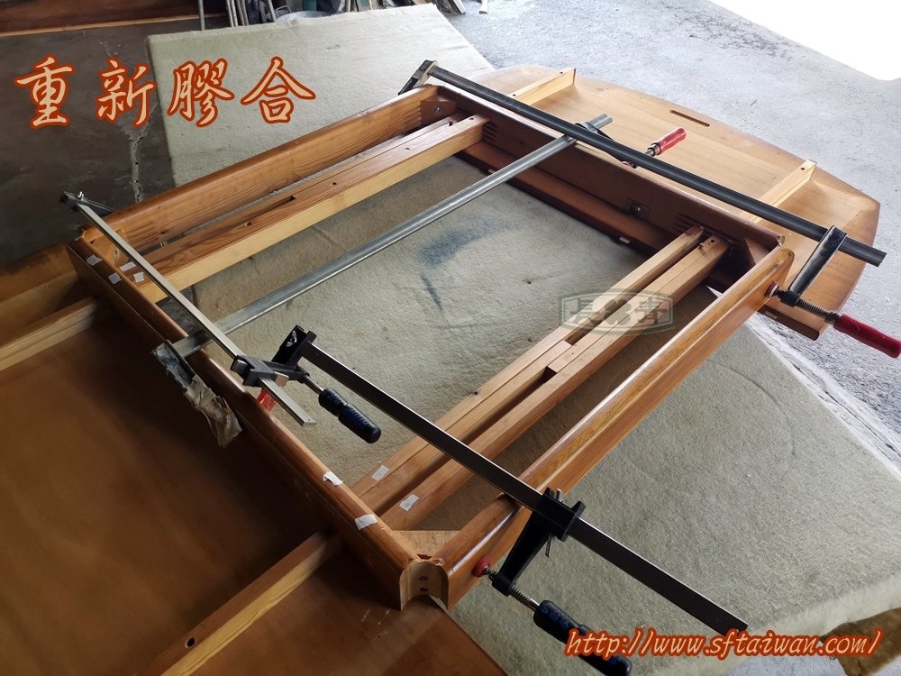 丹麥大型船型跳桌修復桌面染色