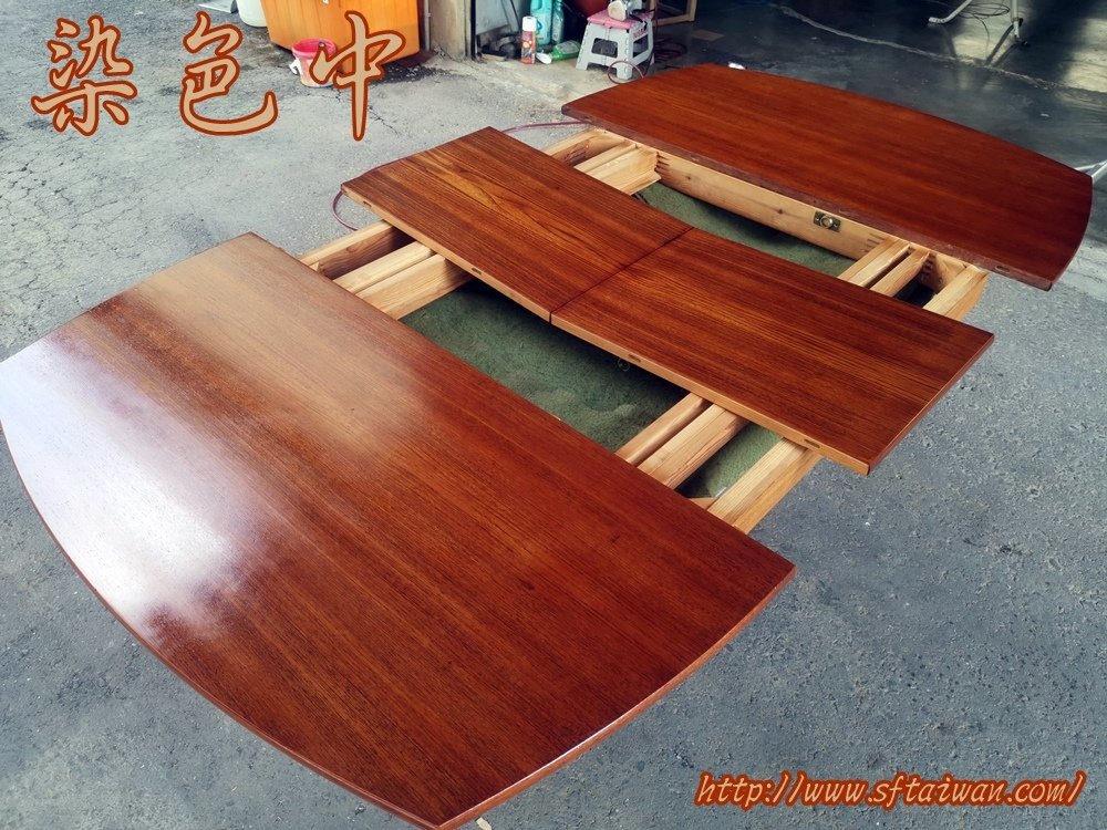 丹麥大型船型跳桌修復桌面染色