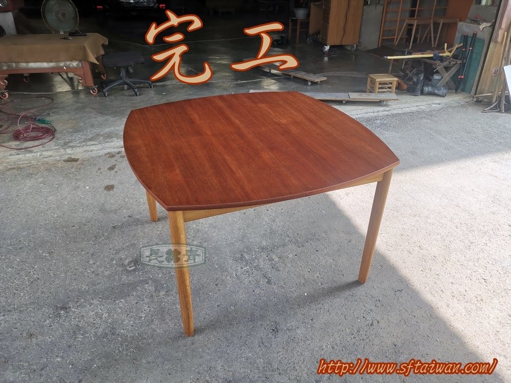 丹麥大型船型跳桌修復桌面染色