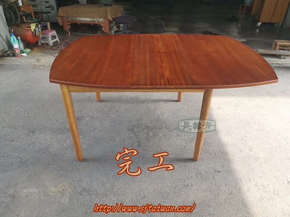 丹麥大型船型跳桌修復桌面染色