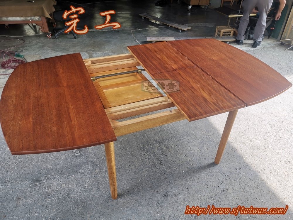 丹麥大型船型跳桌修復桌面染色