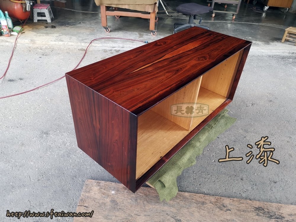 丹麥老件玫瑰木摺疊門邊酒櫃翻新修復