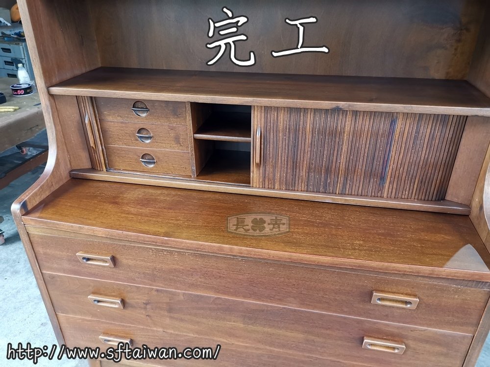 丹麥老件Johannes Sorth 柚木秘書櫃翻新