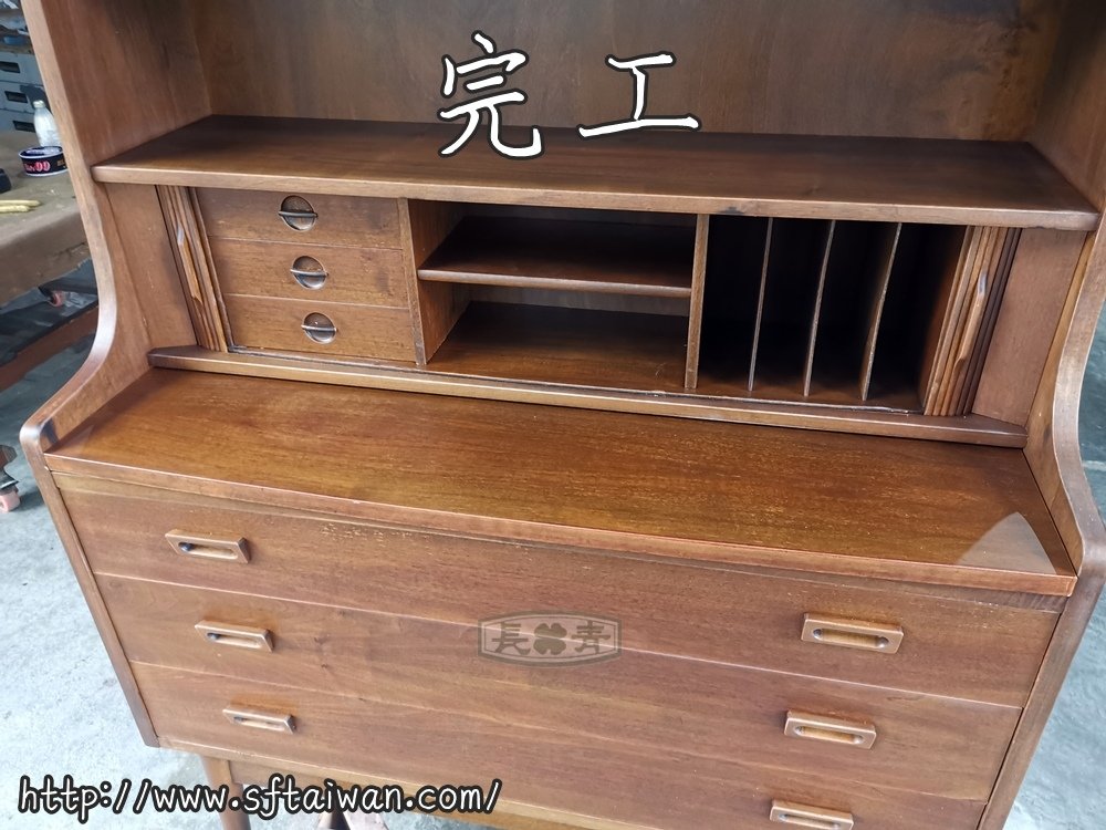 丹麥老件Johannes Sorth 柚木秘書櫃翻新