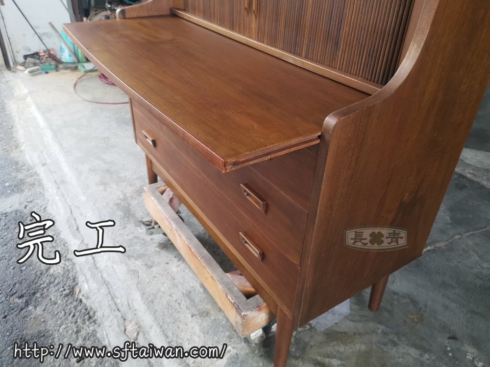 丹麥老件Johannes Sorth 柚木秘書櫃翻新