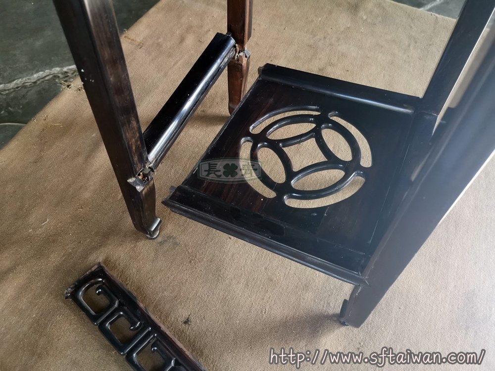 黑檀花檯架散架翻新紀錄-紅木家具維修