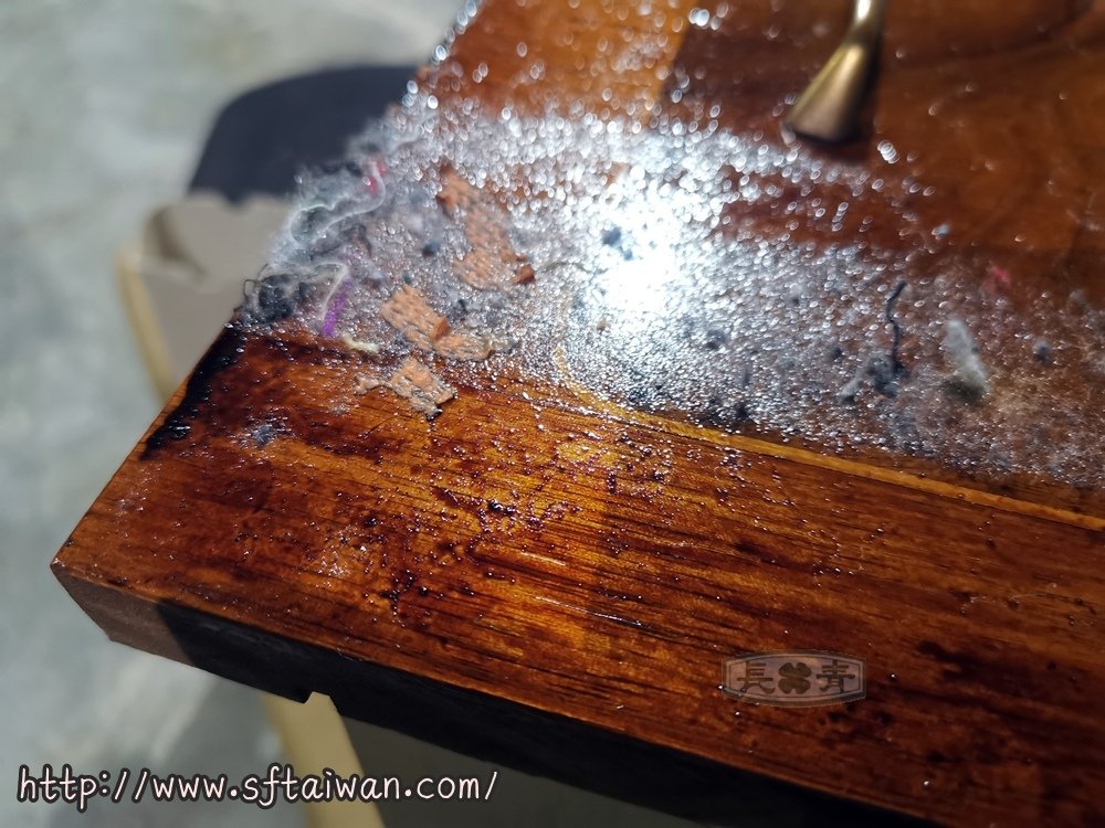 丹麥老件弧形捲蓋寫字桌漆面悽慘整修