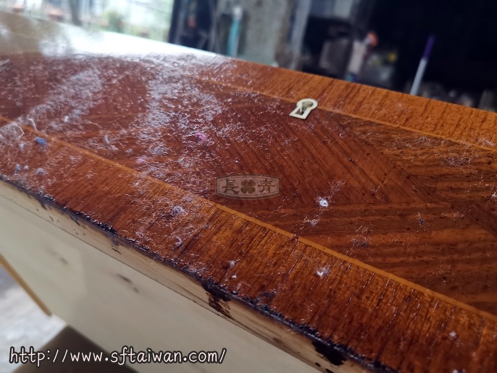 丹麥老件弧形捲蓋寫字桌漆面悽慘整修