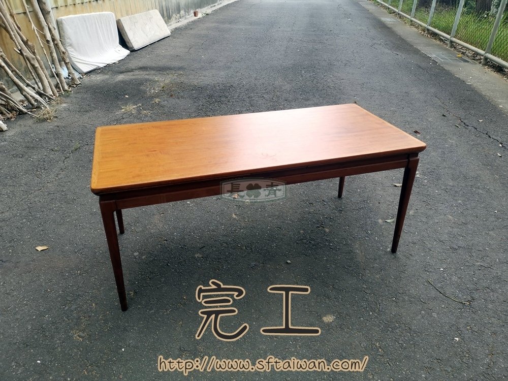 丹麥老件可伸縮柚木咖啡桌整修