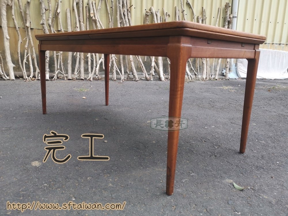 丹麥老件可伸縮柚木咖啡桌整修