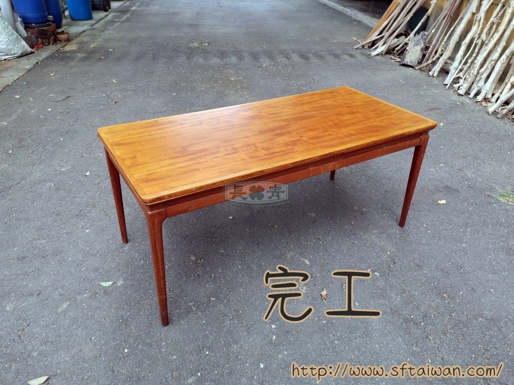 丹麥老件可伸縮柚木咖啡桌整修