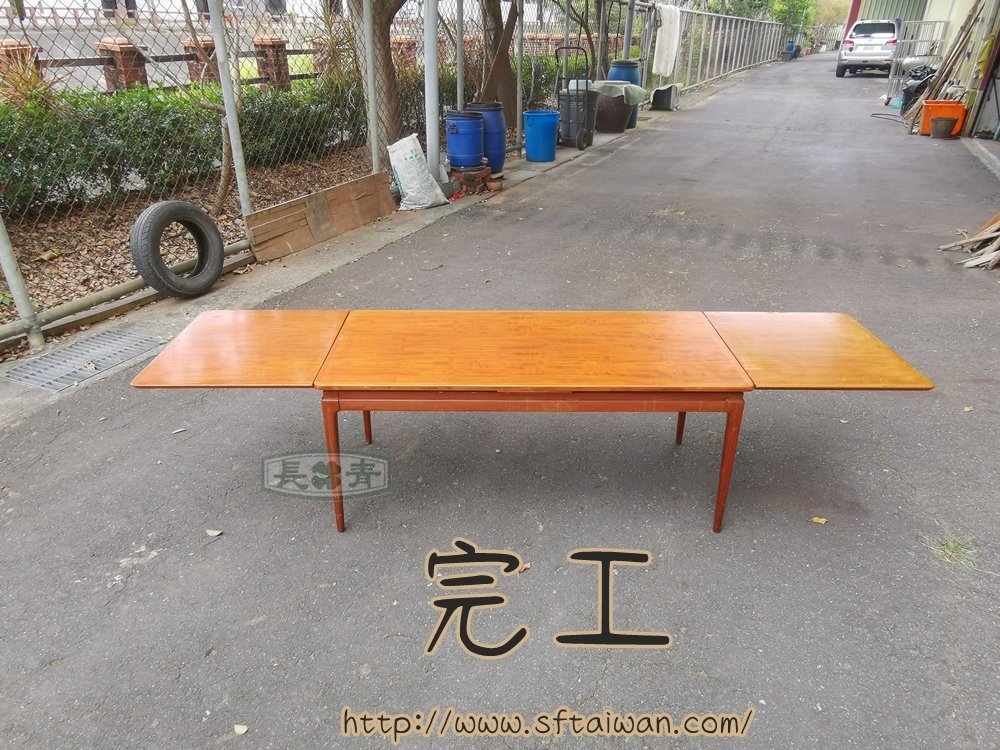 丹麥老件可伸縮柚木咖啡桌整修