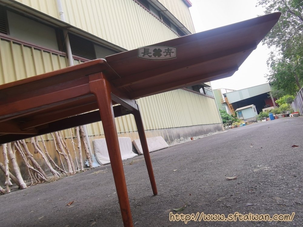 丹麥老件可伸縮柚木咖啡桌整修