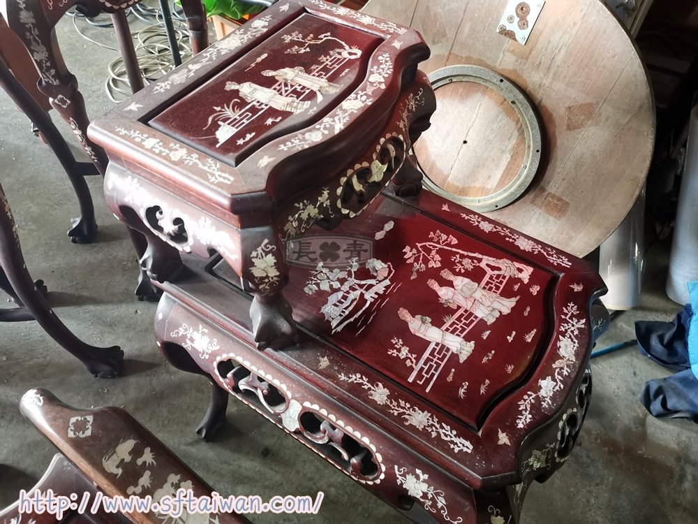 花梨木螺鈿客廳組椅翻新紀錄-長青傢俱