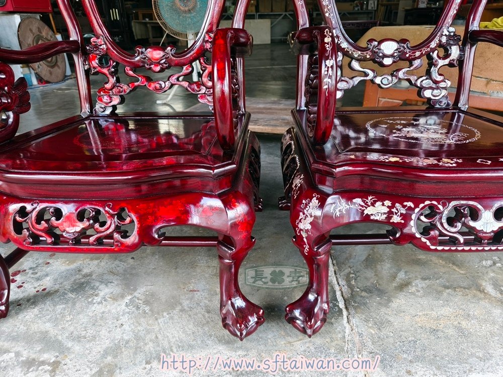 花梨木螺鈿客廳組椅翻新紀錄-長青傢俱