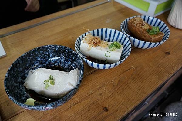 芝麻豆腐、湯豆腐、炸豆腐