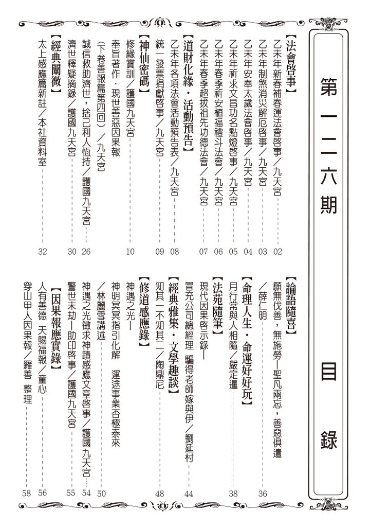 修緣雜誌第126期-目錄