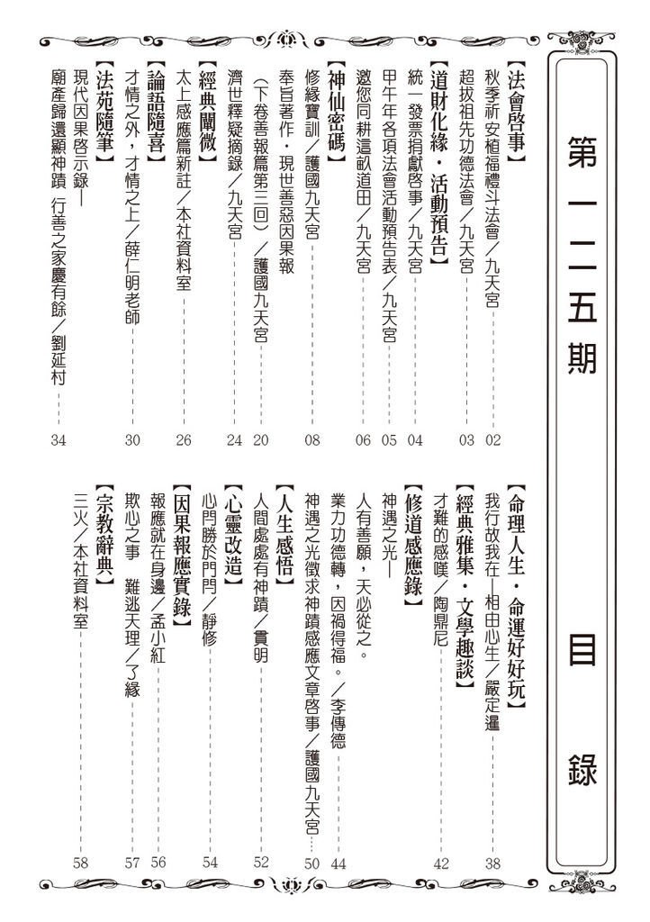 修緣雜誌 第125期-目錄