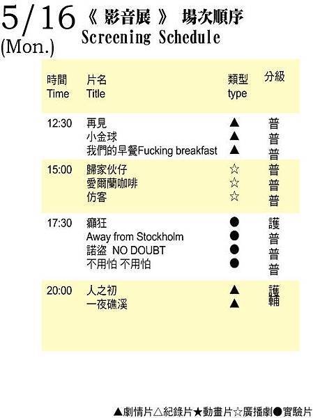 0516節目單