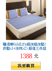 購得樂GoldLife超涼感涼墊(床墊x1+涼枕x2) 超值三件組