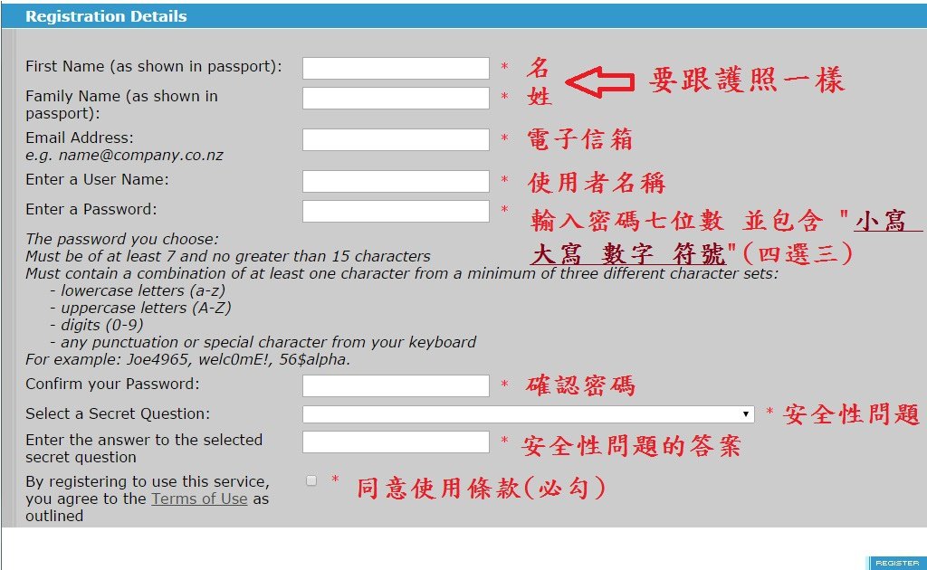 註冊內容 維格遊學 紐西蘭打工度假簽證